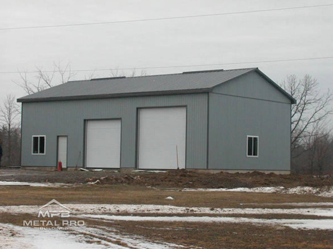 cfs farm storage building with two garage and entry door