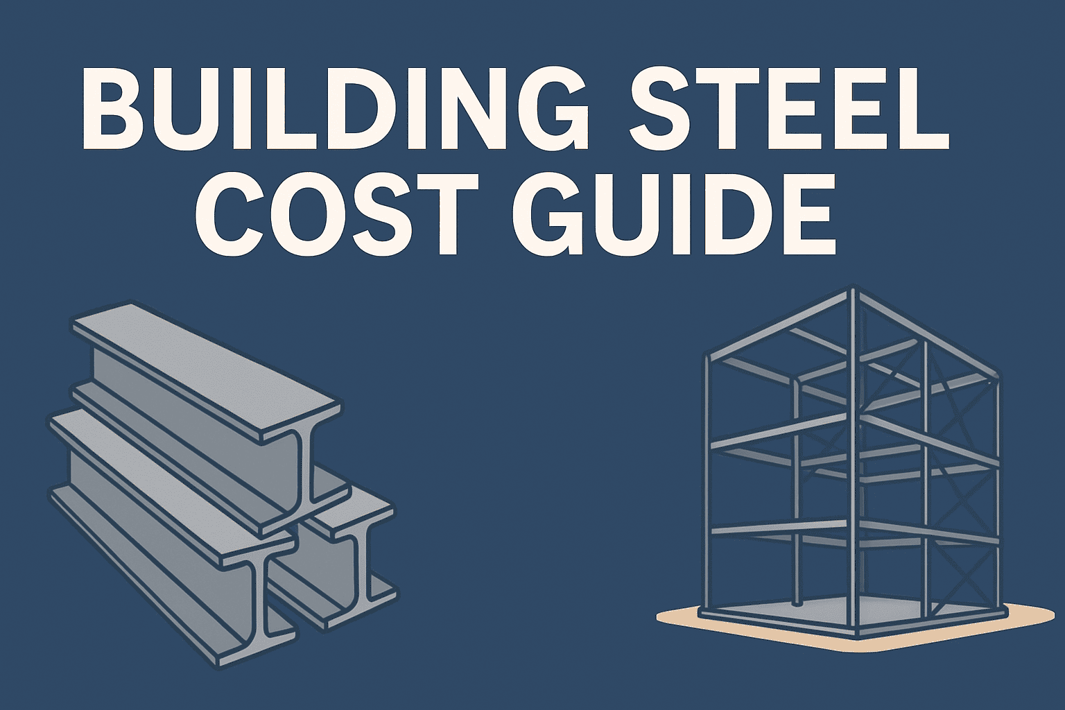 Illustration of steel beams and a building frame with text guide title