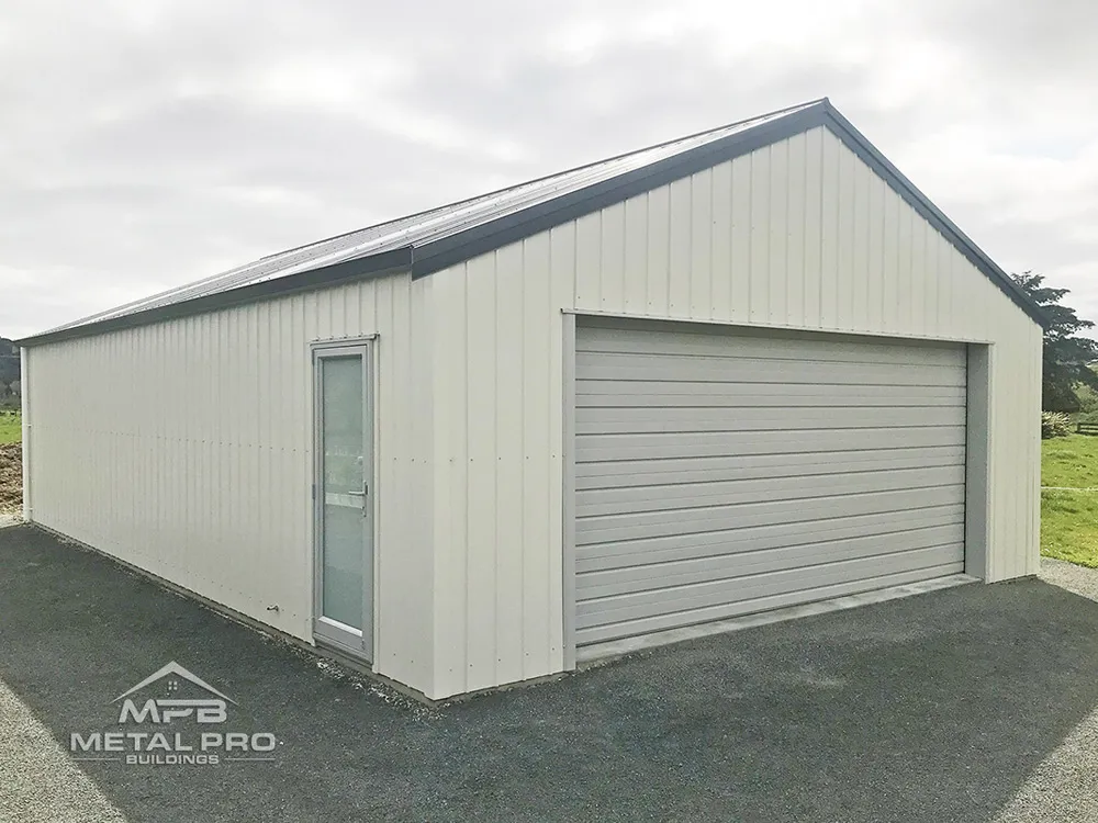 cfs residential garage building with grey painted roof and beige walls