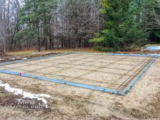 prefab building foundation being prepared