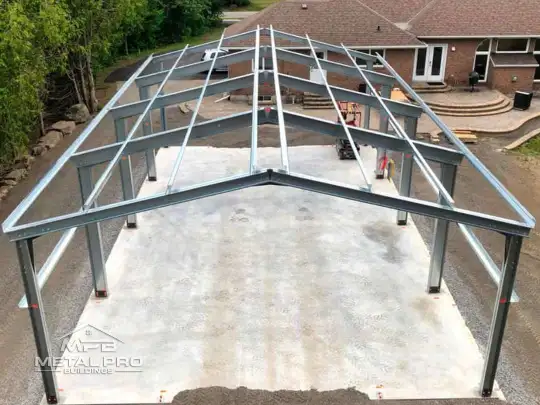 top view of a prefab building foundation