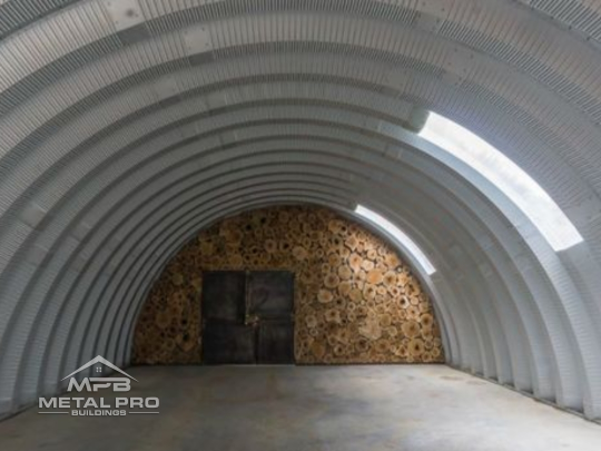 interior view of skylights in a quonset building