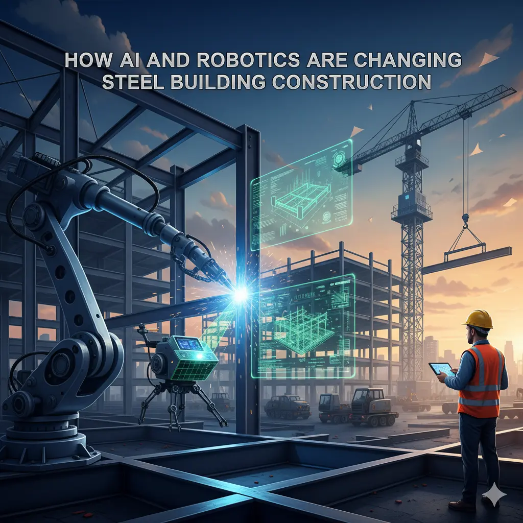 AI-powered robots and engineers automate steel building construction with digital blueprints