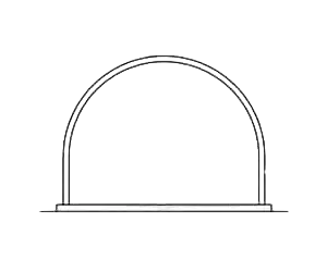 Line drawing of a high-profile arched metal building profile.