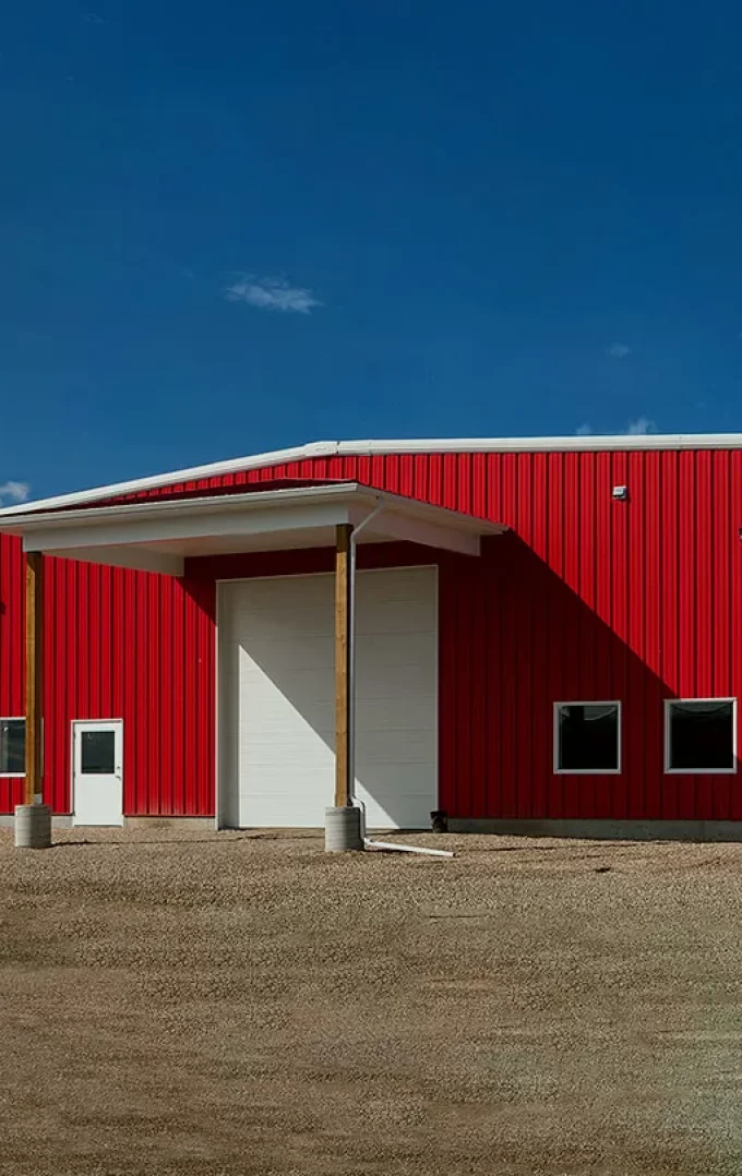 red horse riding arena