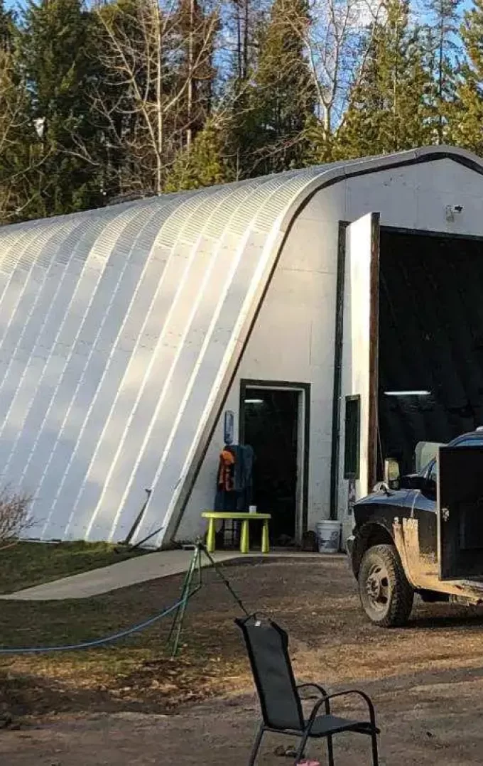 exterior of a quonset hut storage building used to store equipment